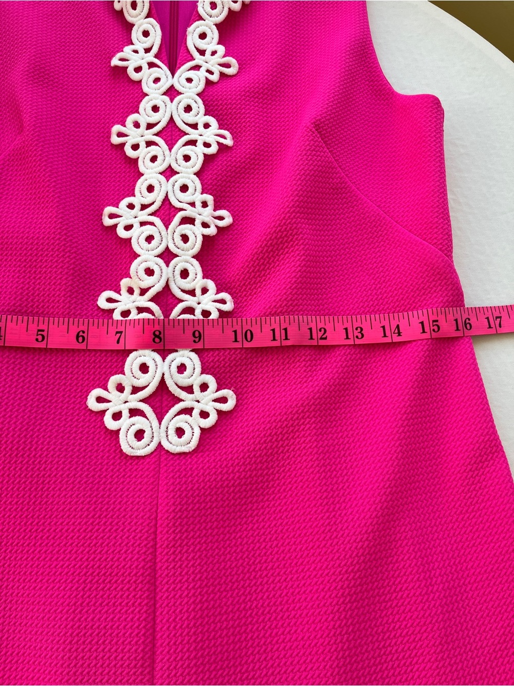 Vince Camuto Women’s Sleeveless Hot Pink Shift Dress with Decorative Trim! Retro - Picture 12 of 12